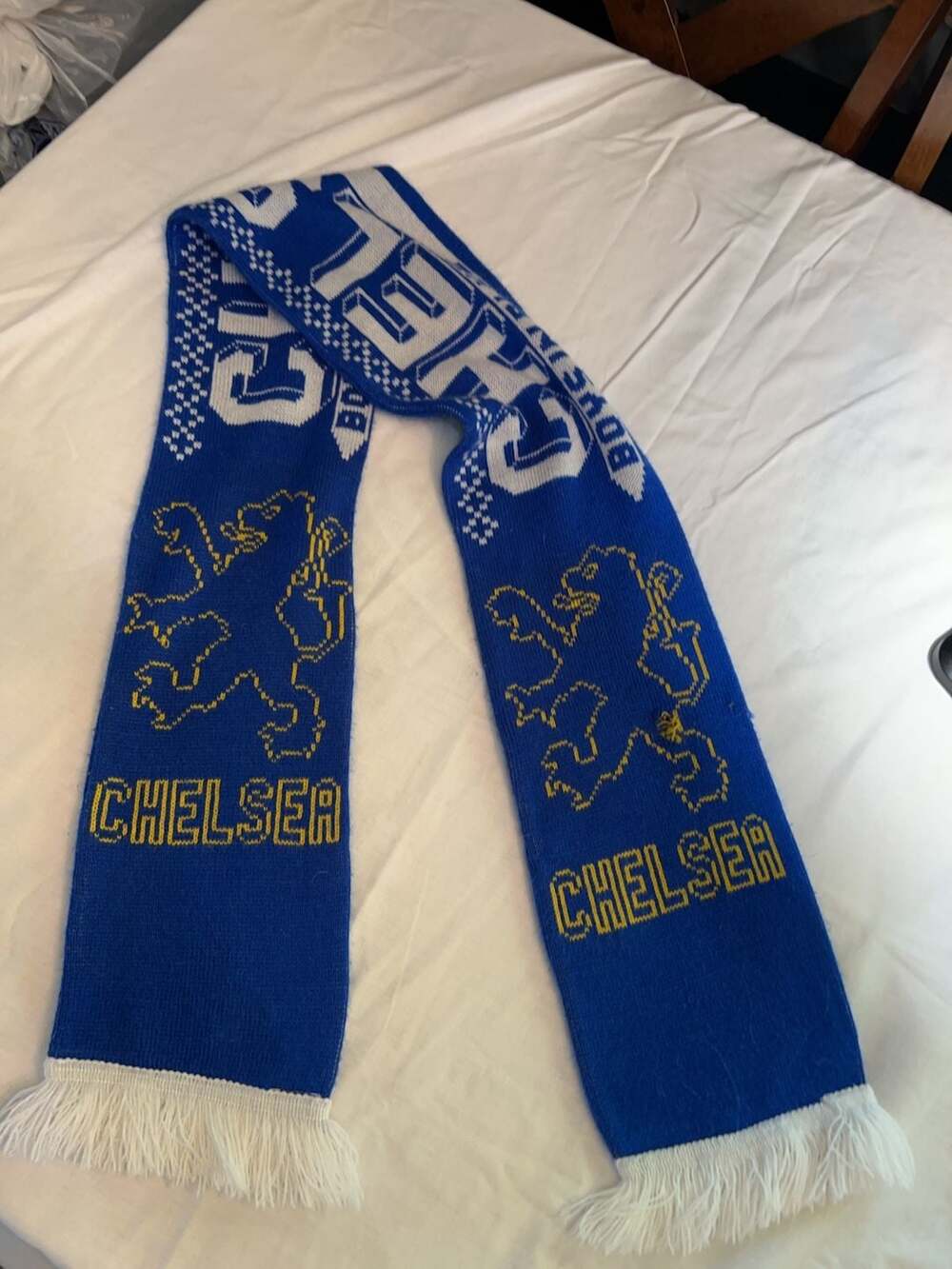 Chelsea FC Knit Soccer Fan Scarf Blue and Yellow